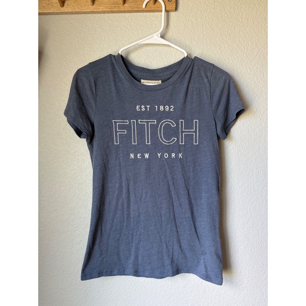 Abercrombie & Fitch Womens Blue Graphic Tee Est 1892 Fitch New York Small S